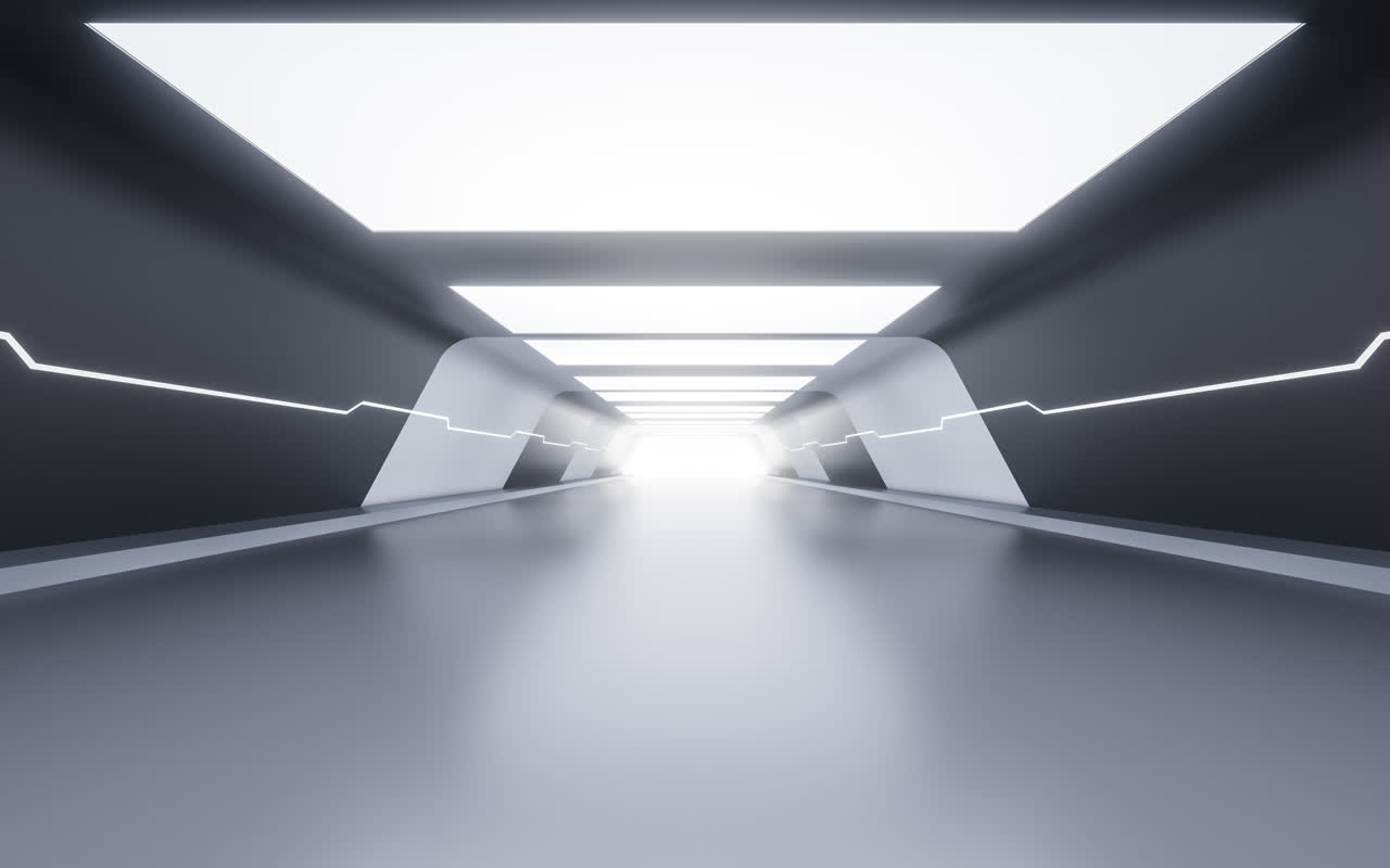 黑色科技感隧道空间3D渲染