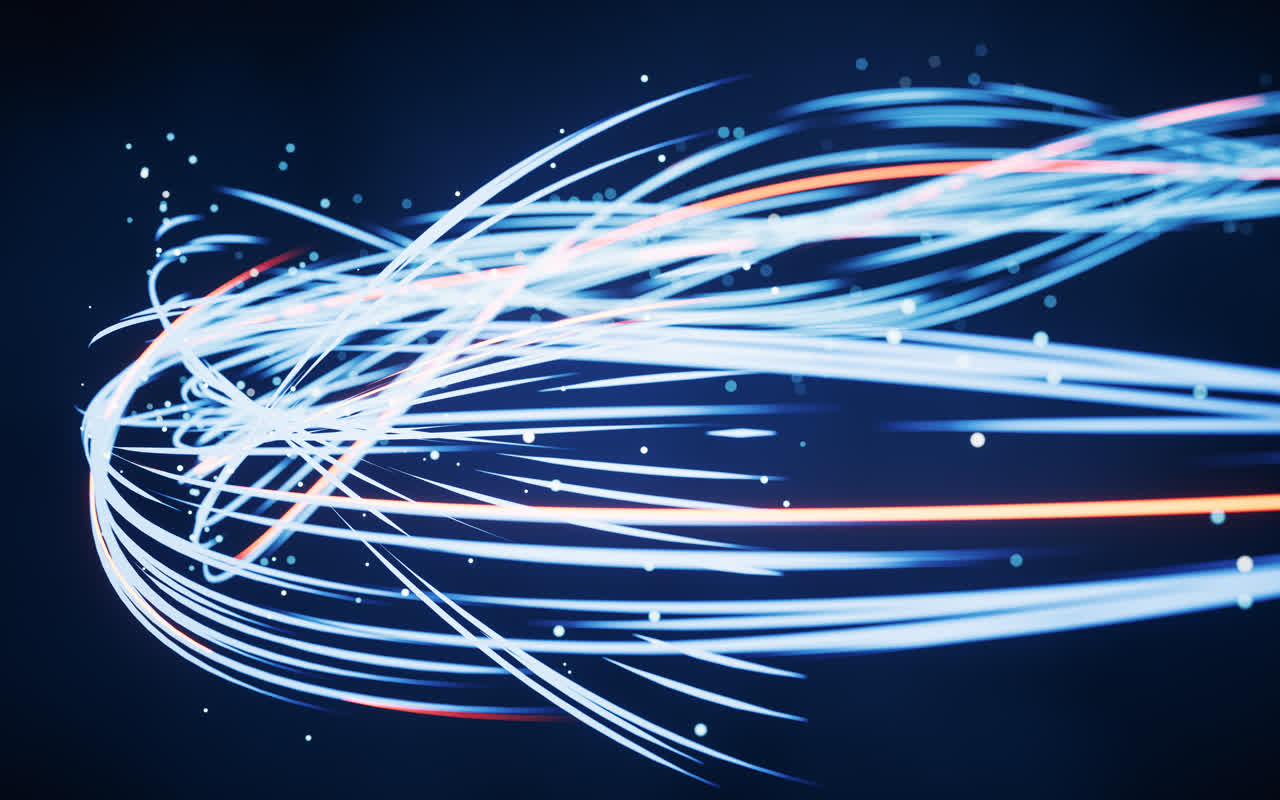 抽象流动的霓虹线条3D渲染