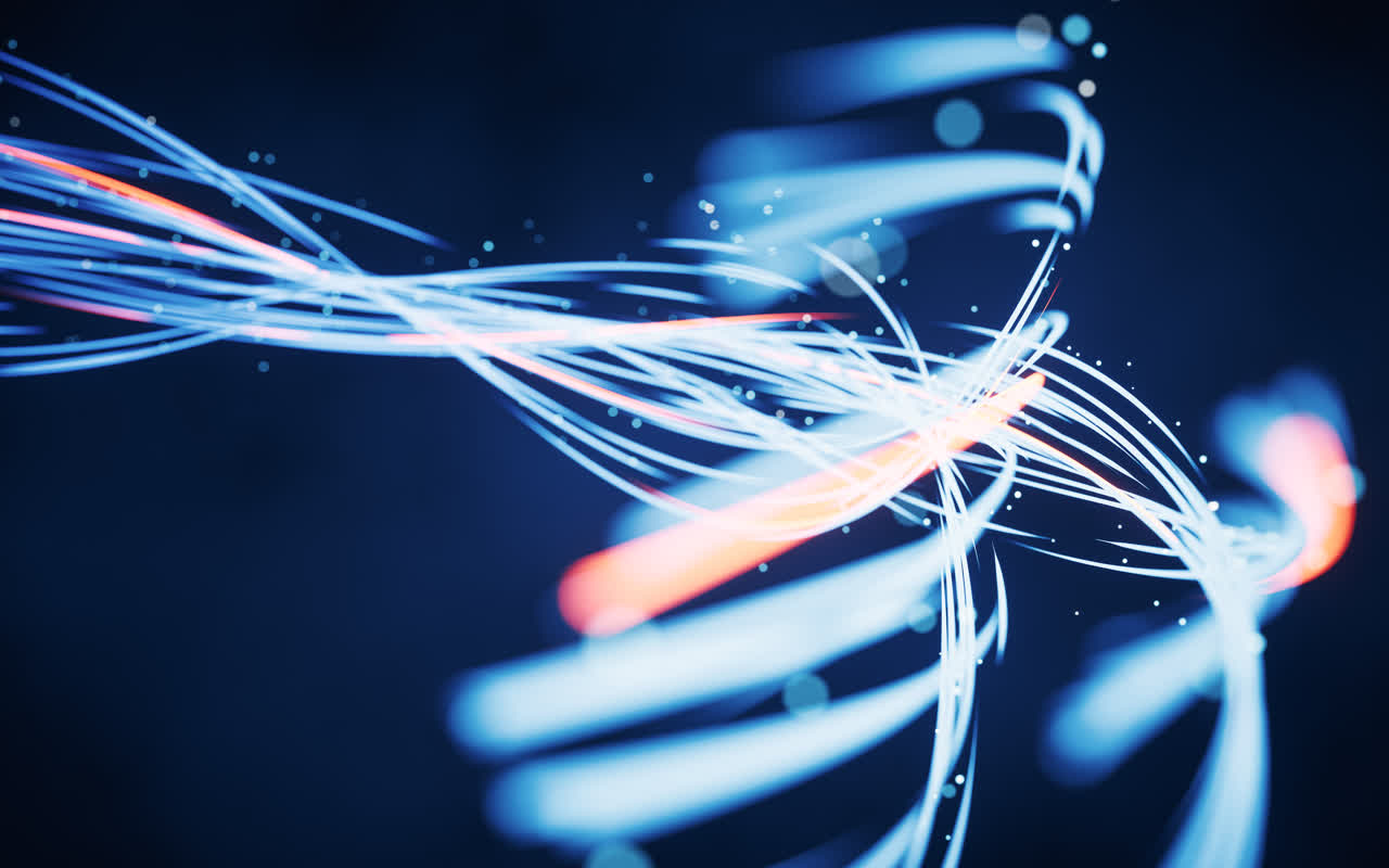 抽象流动的霓虹线条3D渲染