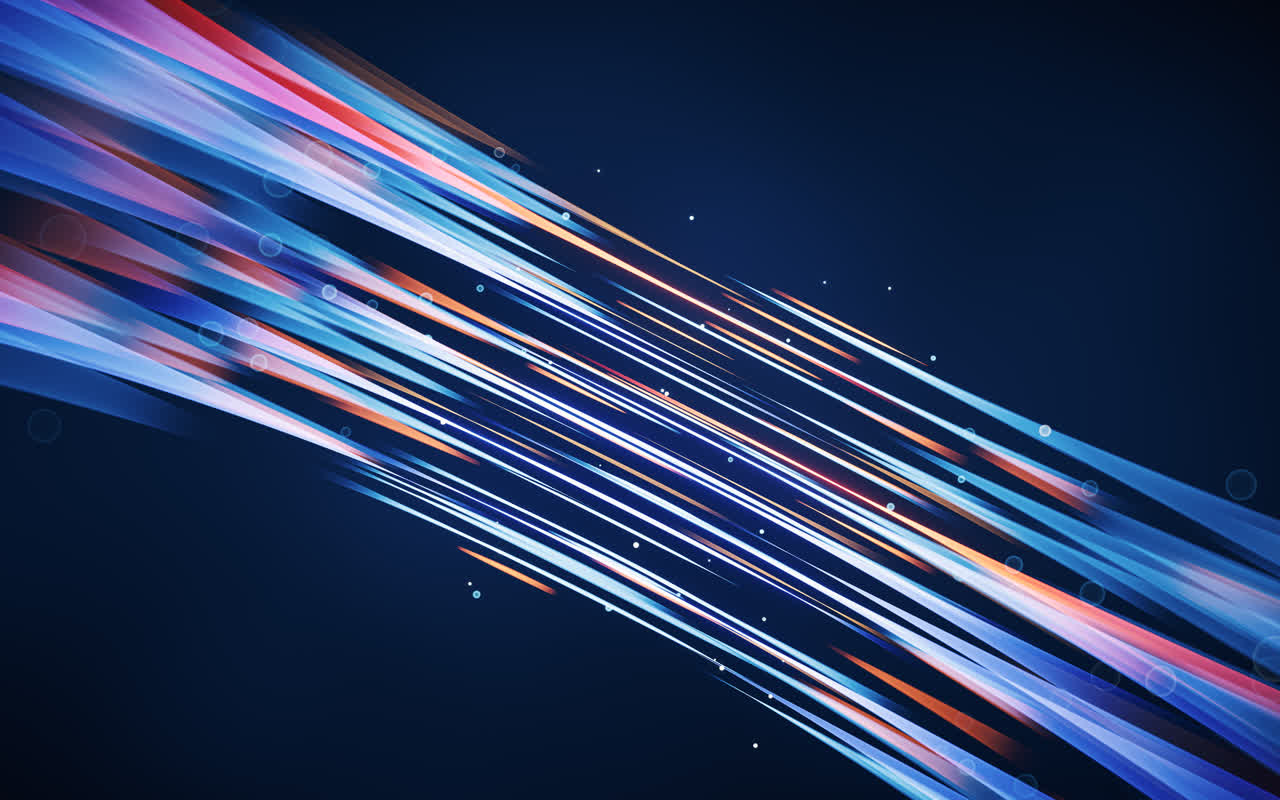 抽象流动的霓虹线条3D渲染