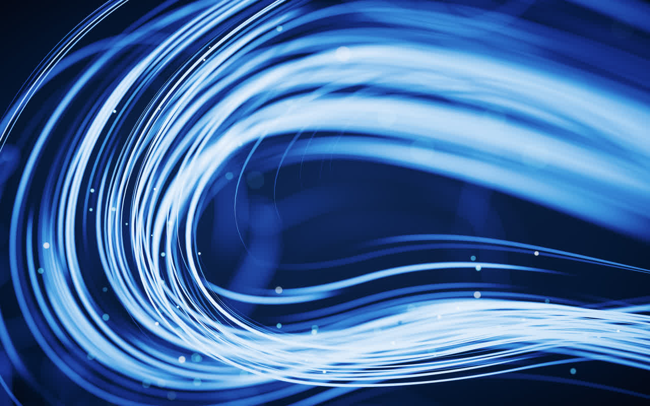 抽象流动的霓虹线条3D渲染