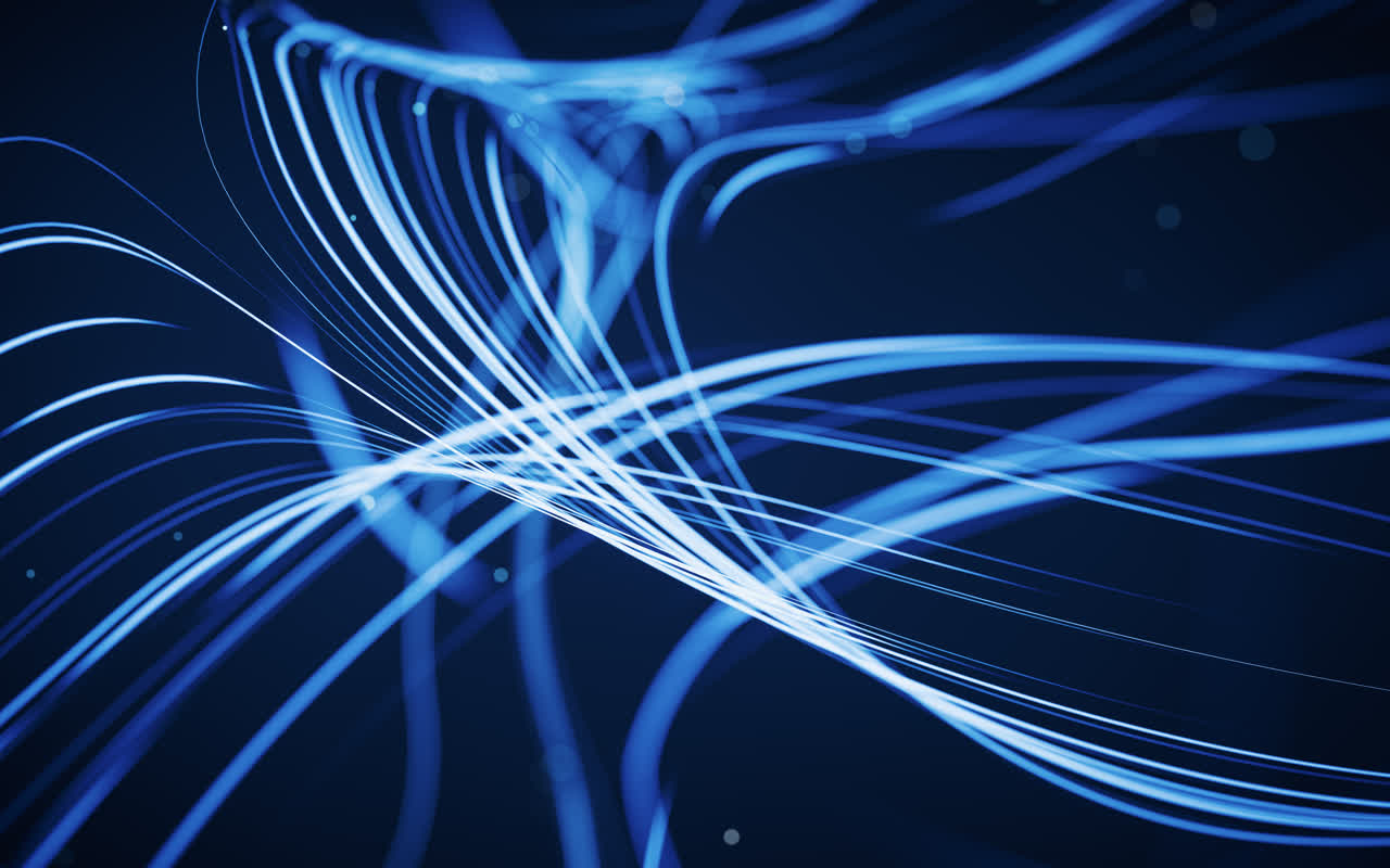 抽象流动的霓虹线条3D渲染