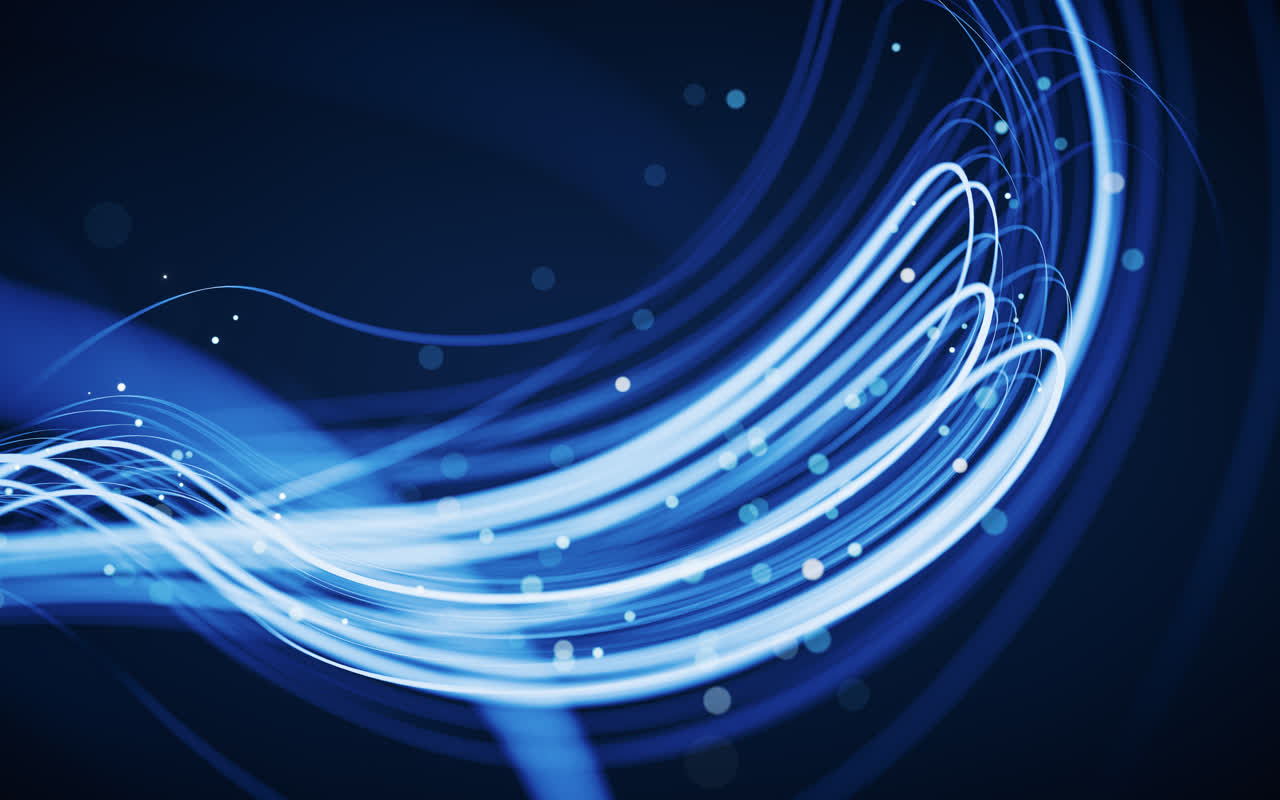 抽象流动的霓虹线条3D渲染