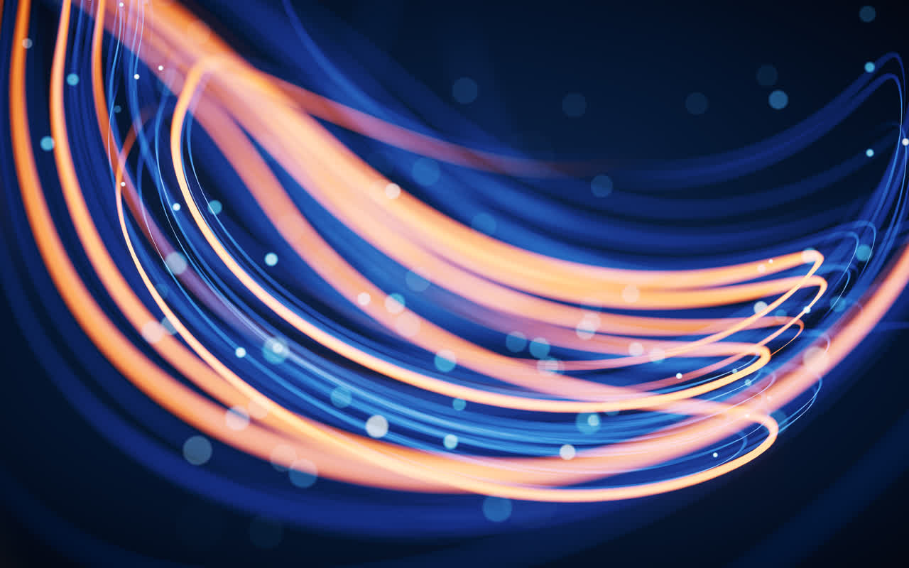 抽象流动的霓虹线条3D渲染