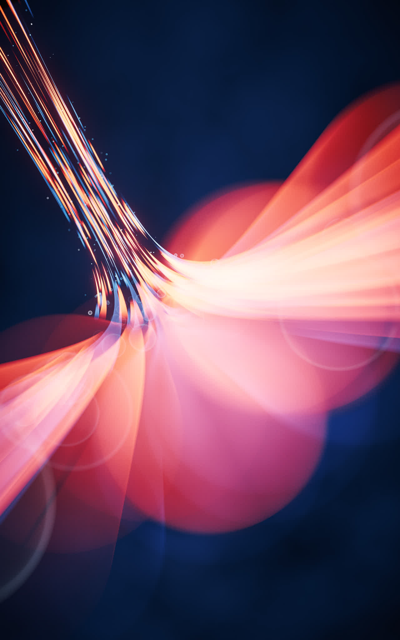 抽象流动的霓虹线条3D渲染