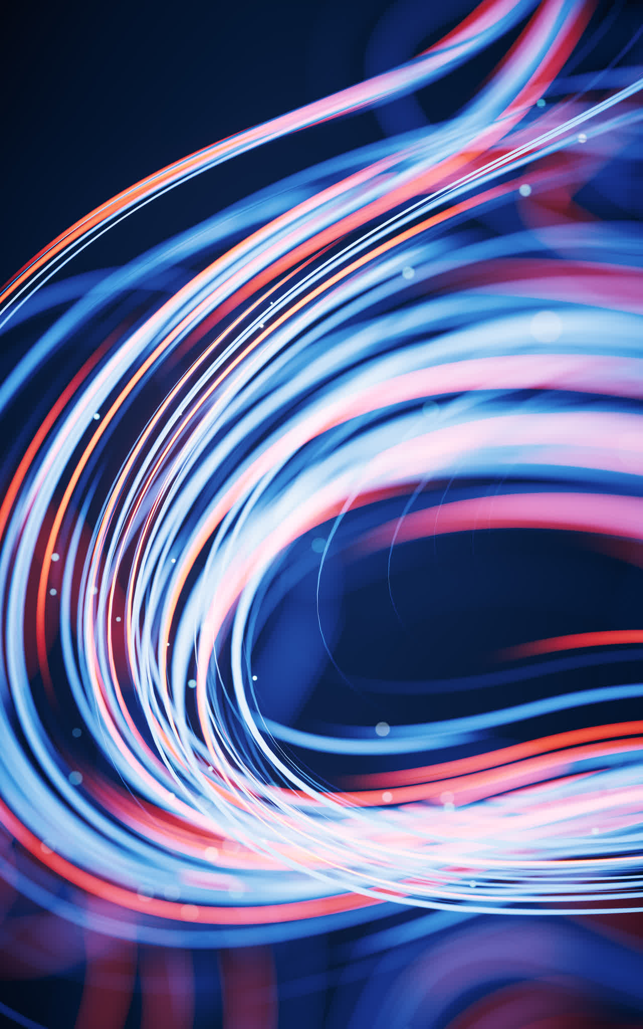 抽象流动的霓虹线条3D渲染