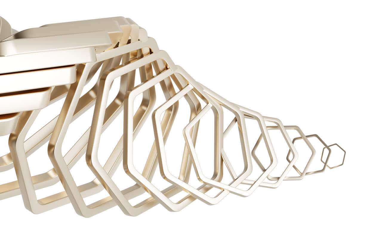 六边形金属框背景3D渲染