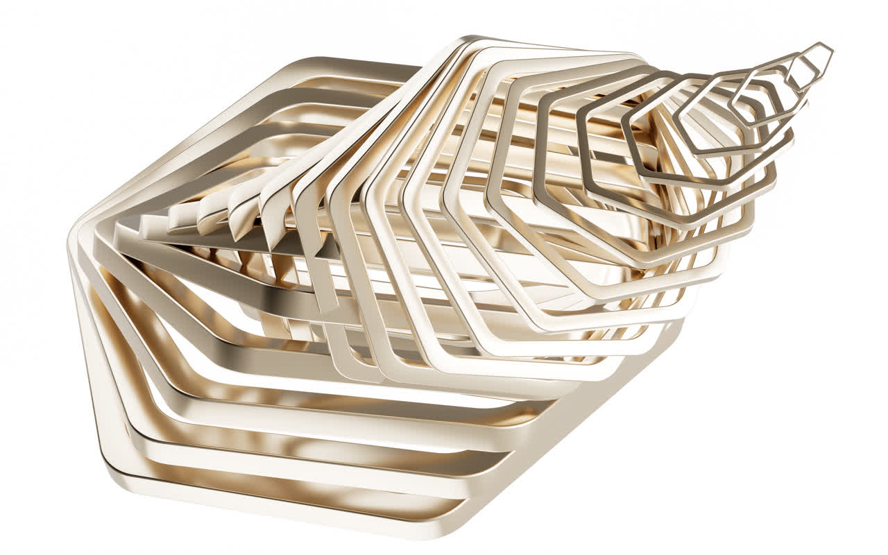 六边形金属框背景3D渲染