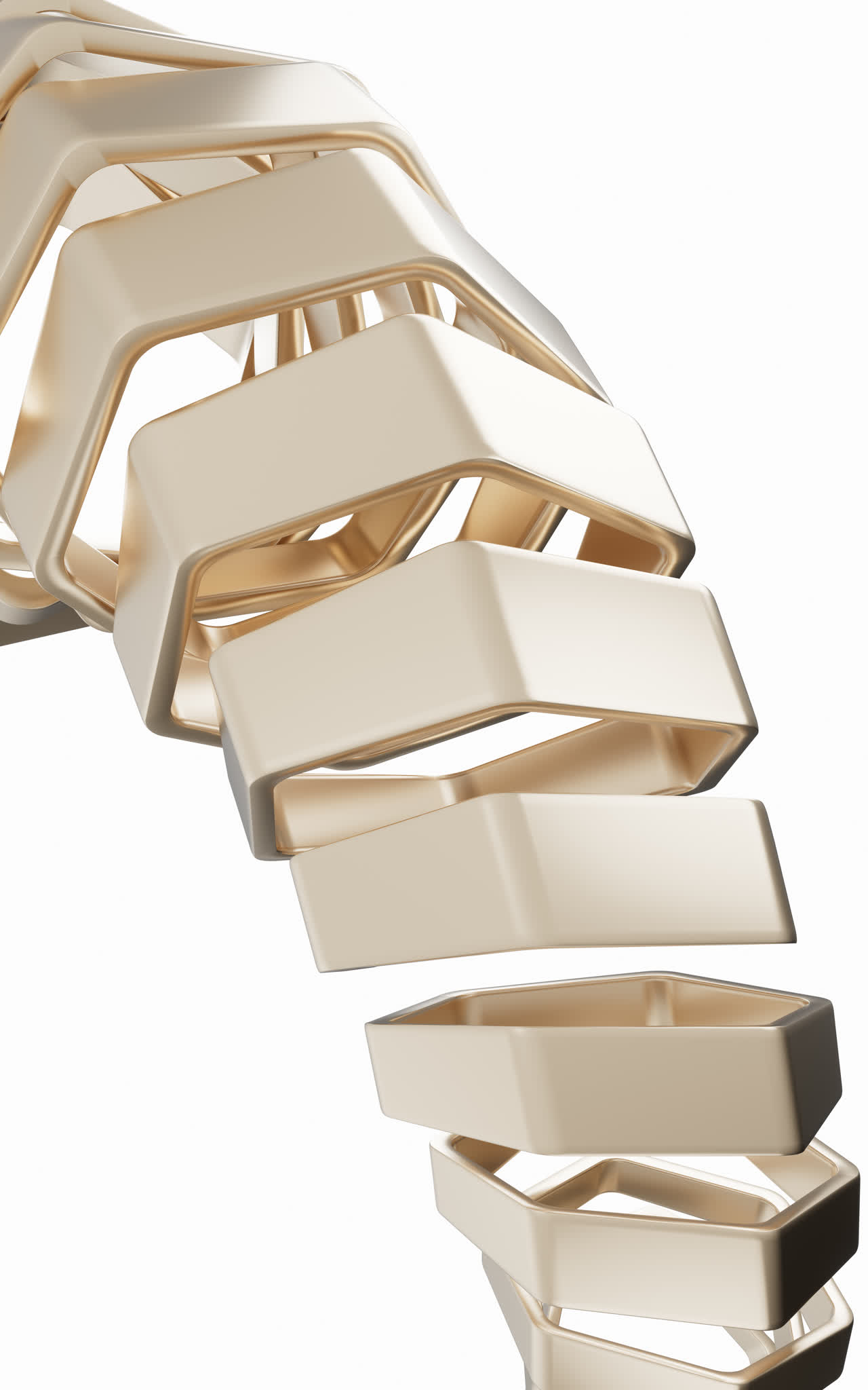 六边形金属框背景3D渲染