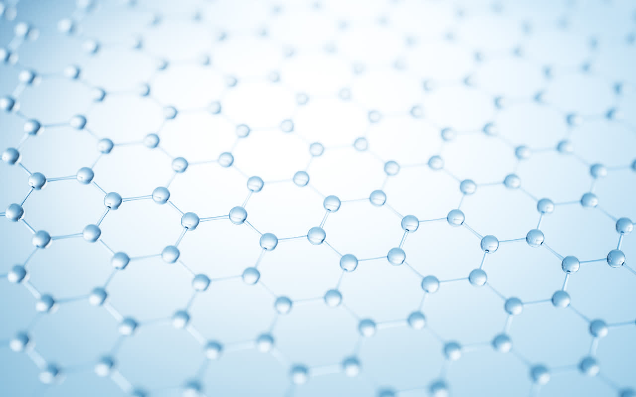 透明六边形分子材料结构3D渲染