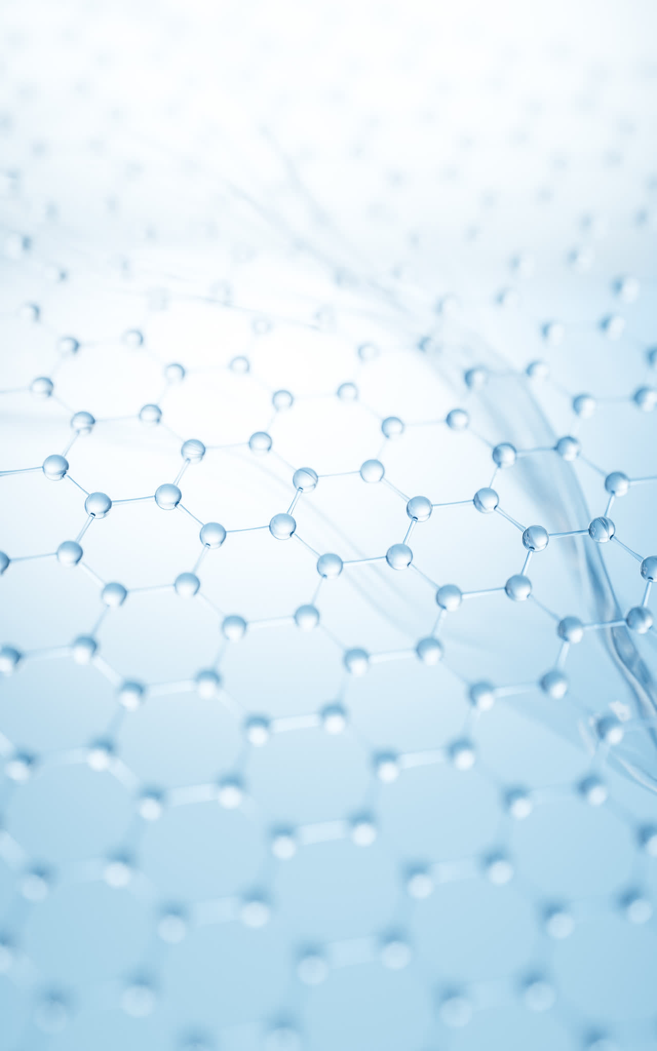 透明六边形分子材料结构3D渲染