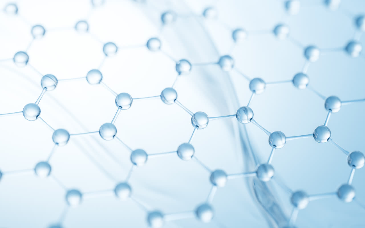 透明六边形分子材料结构3D渲染