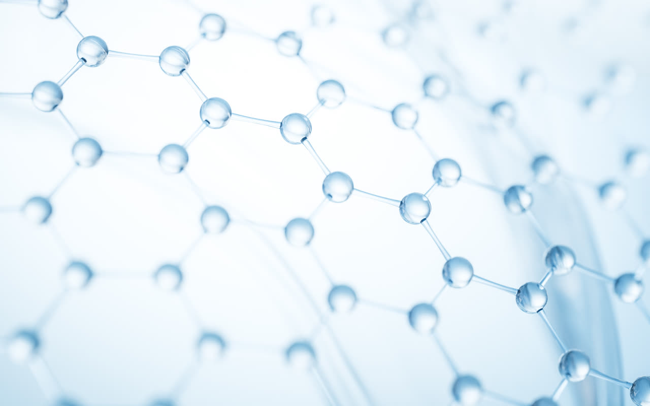 透明六边形分子材料结构3D渲染