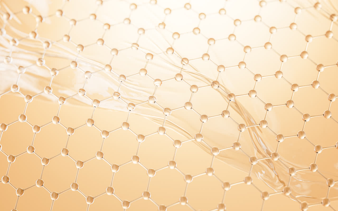 透明六边形分子材料结构3D渲染