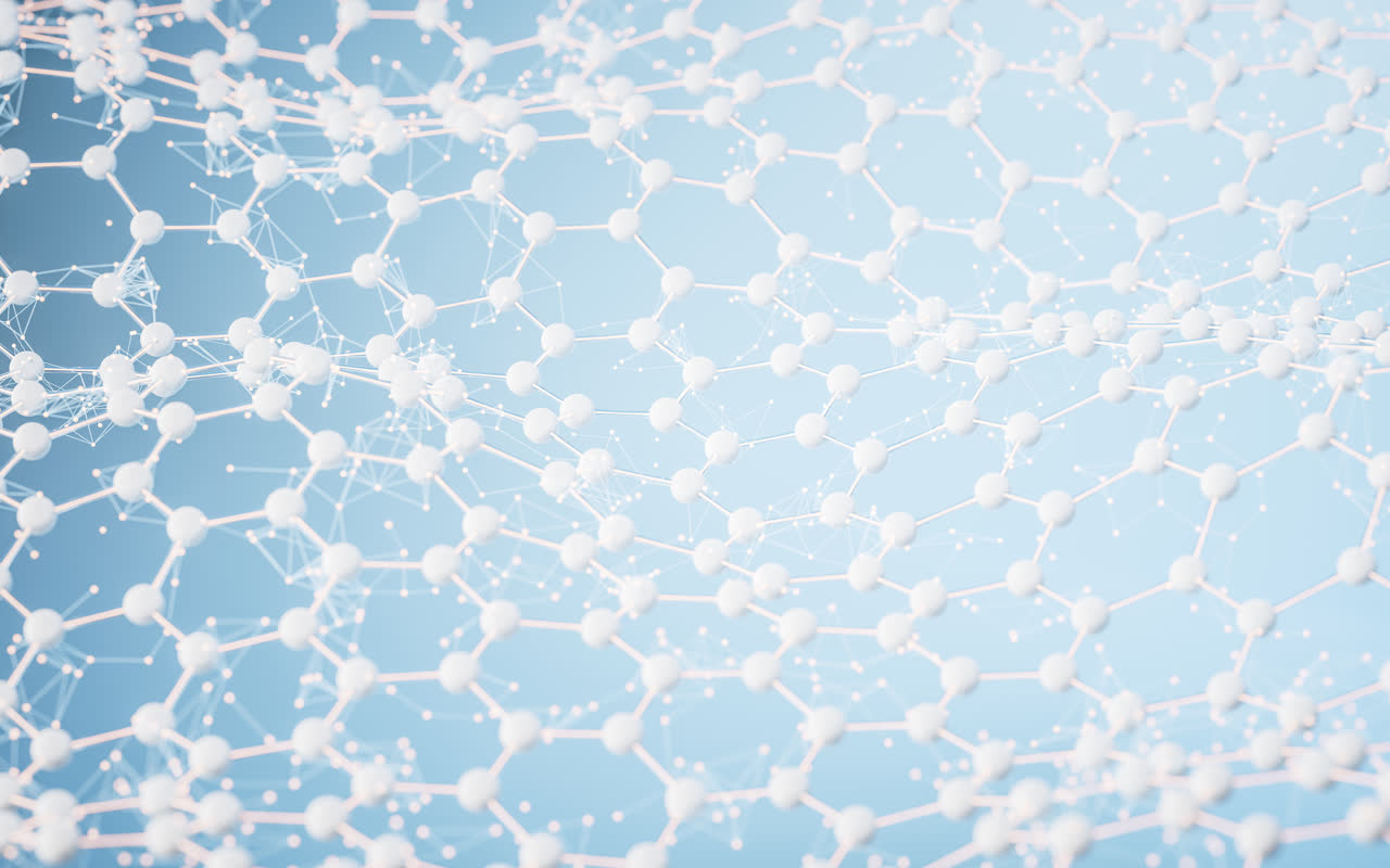 透明六边形分子材料结构3D渲染
