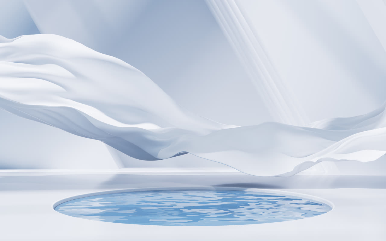 室内水面空房间3D渲染