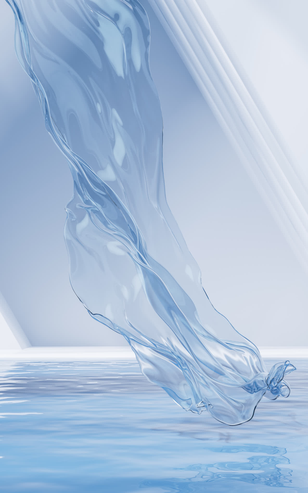 室内水面空房间3D渲染