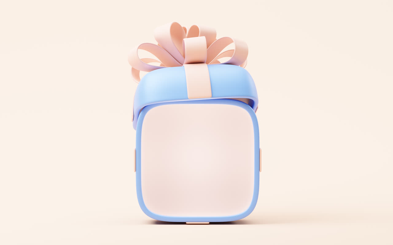 卡通风格圆角礼物盒3D渲染