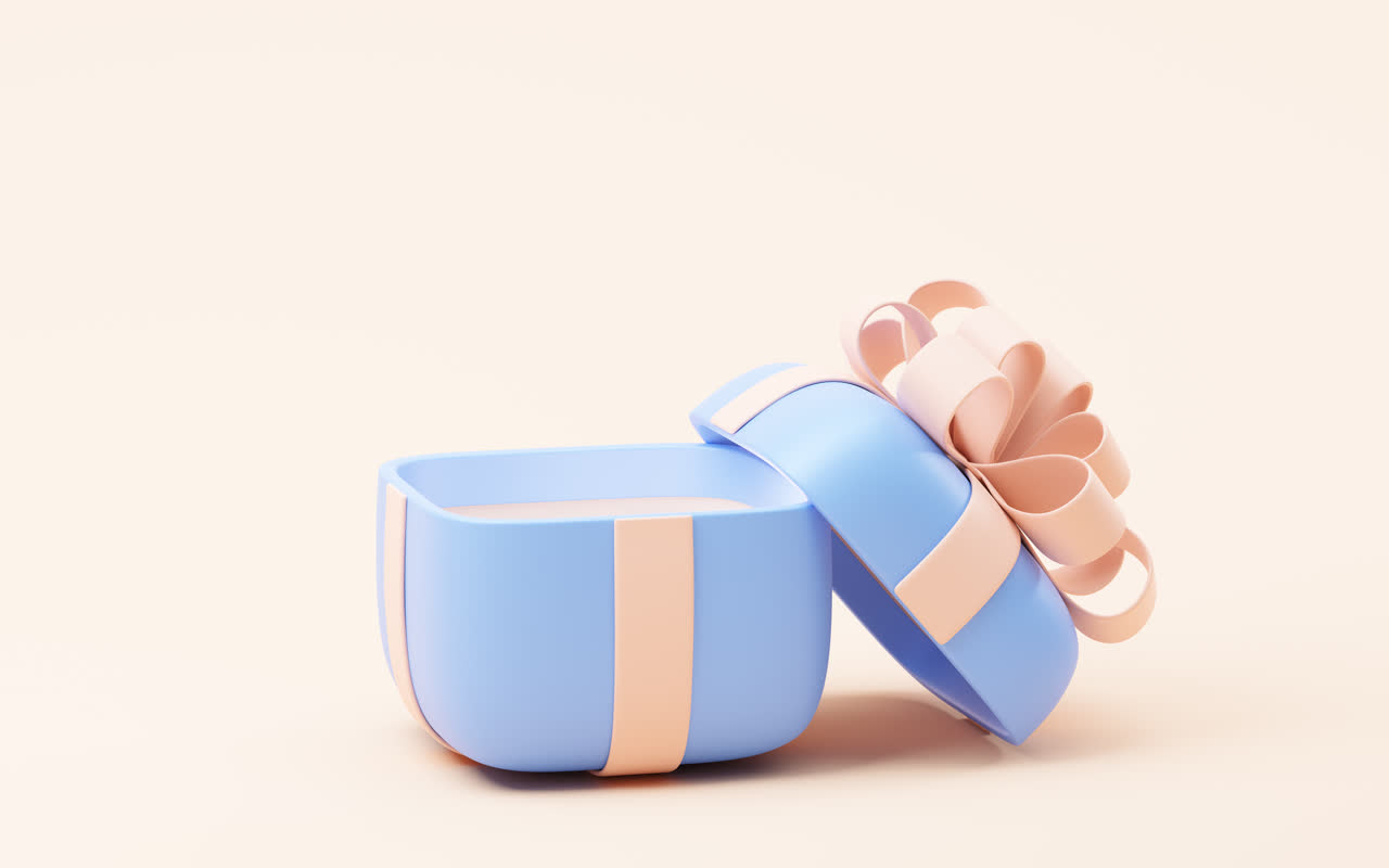 卡通风格圆角礼物盒3D渲染