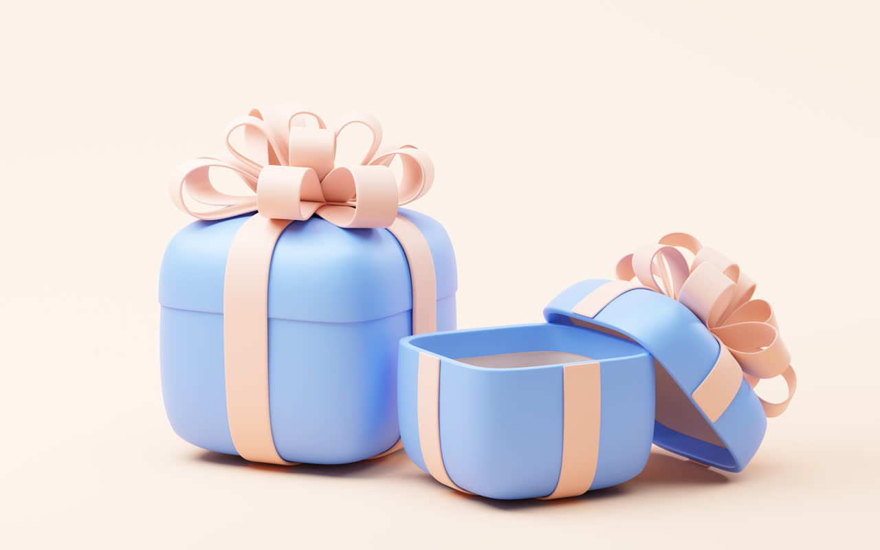 卡通风格圆角礼物盒3D渲染