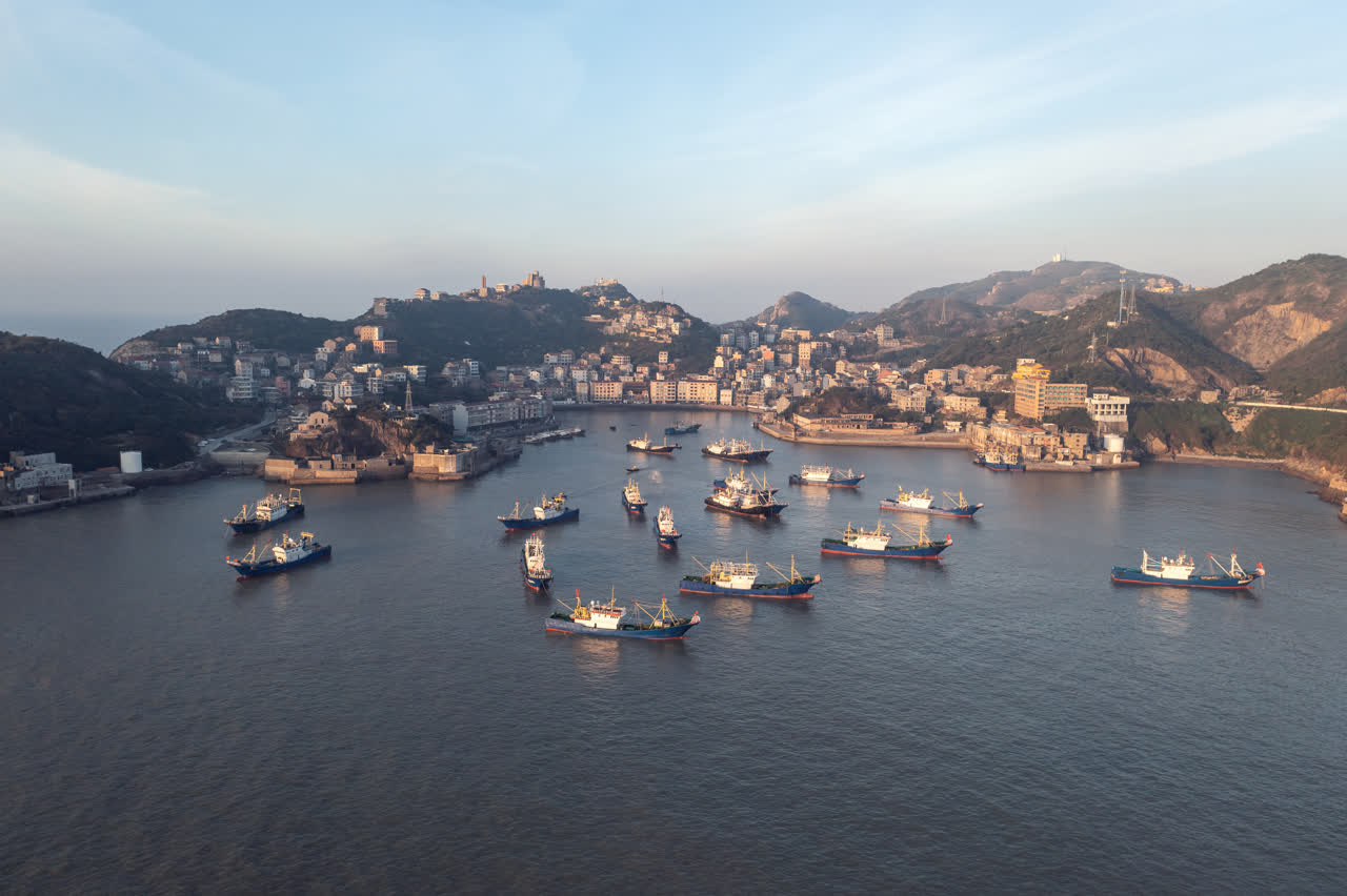 中国浙江台州渔船与港口