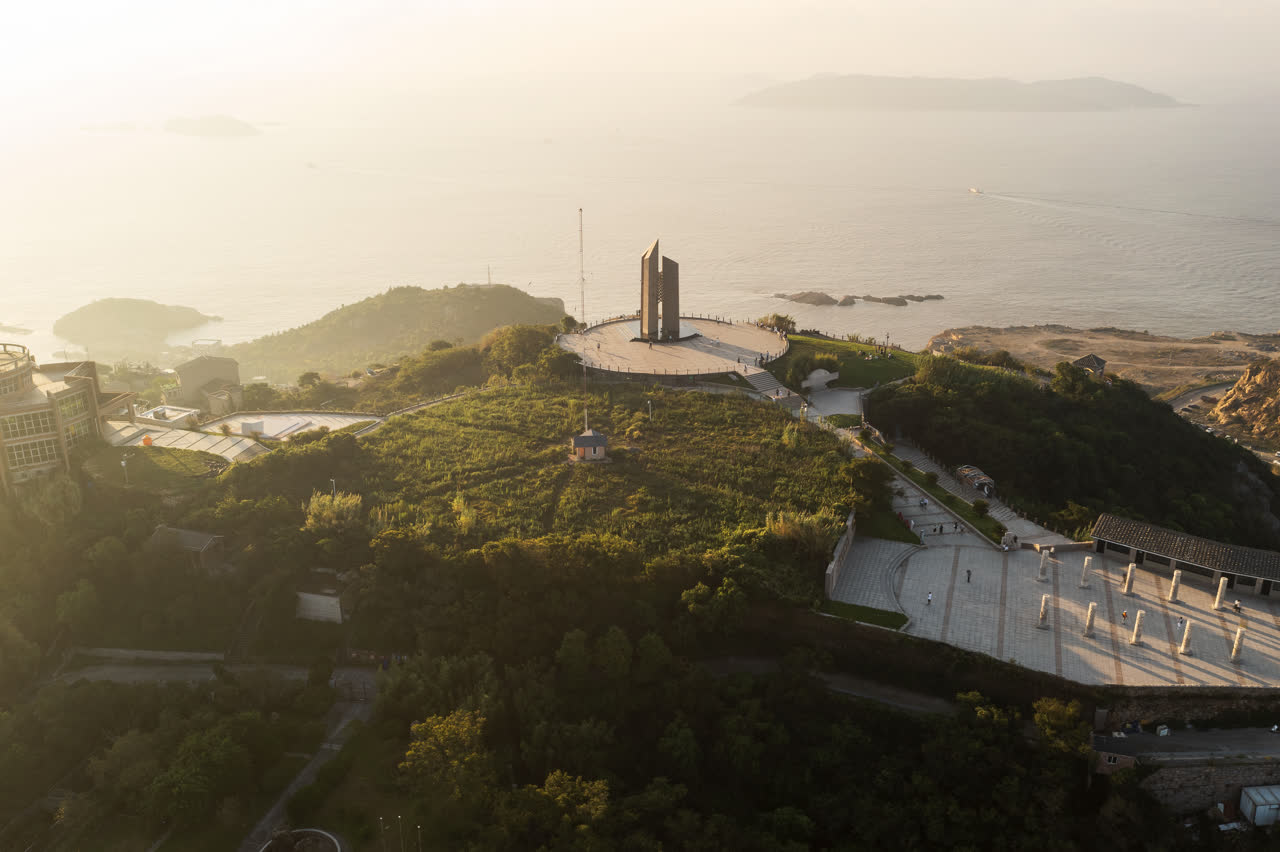 中国浙江台州千年曙光园航拍