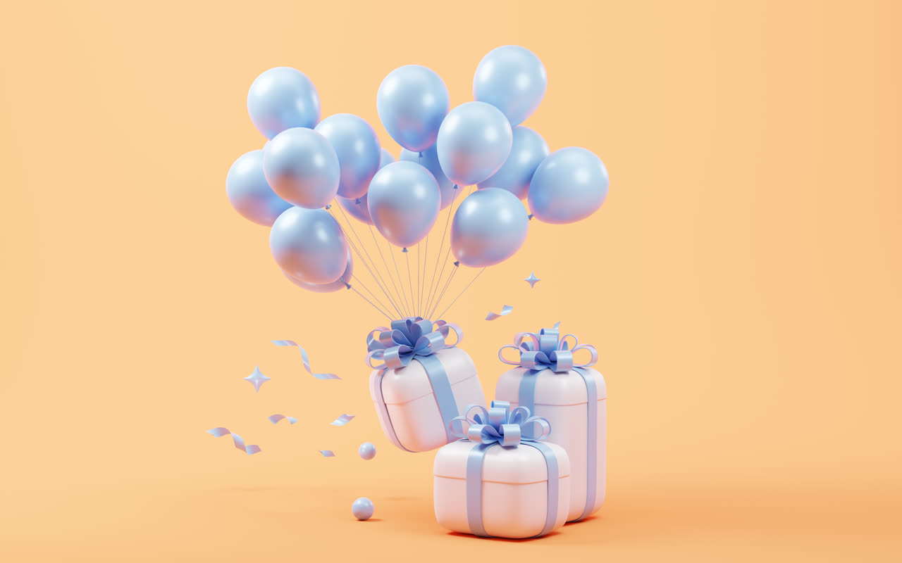 卡通风格圆角礼物盒3D渲染