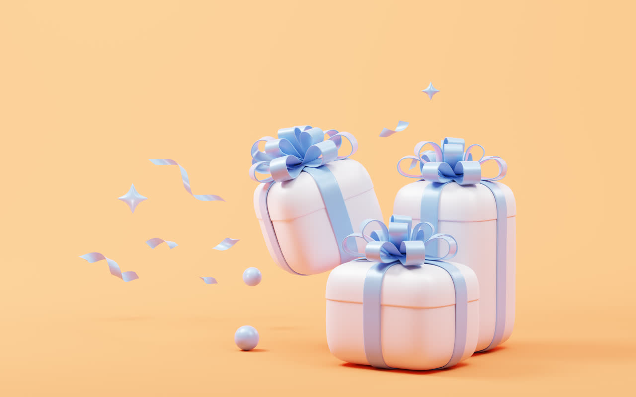 卡通风格圆角礼物盒3D渲染