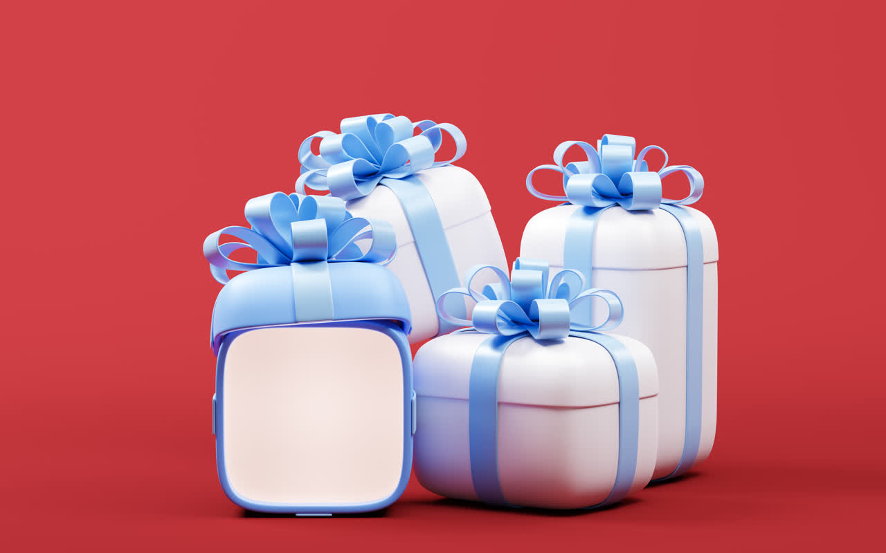 卡通风格圆角礼物盒3D渲染