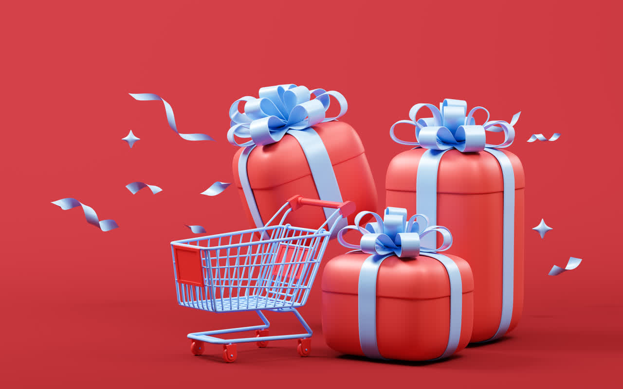 卡通风格圆角礼物盒3D渲染