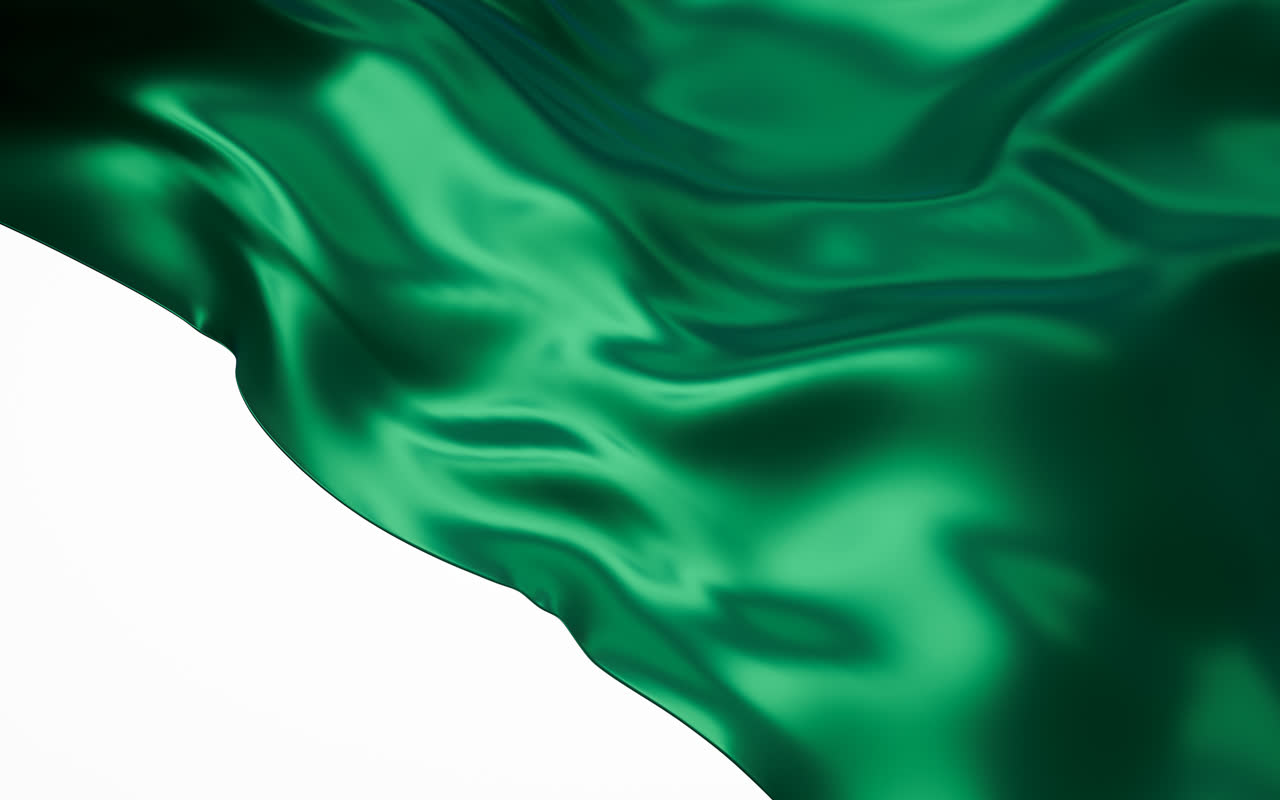 流动的绿色布料3D渲染