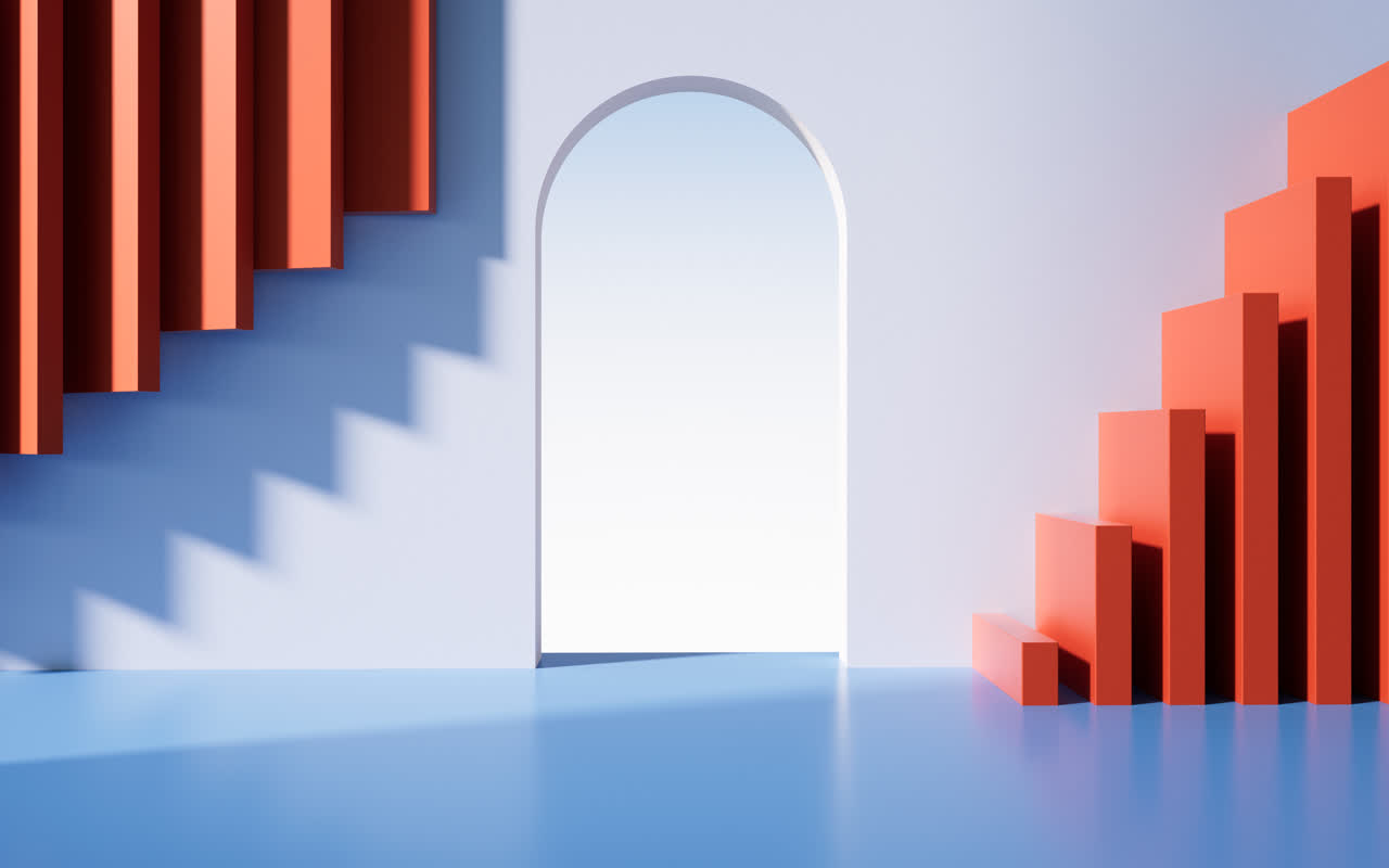 创意几何体建筑空间3D渲染