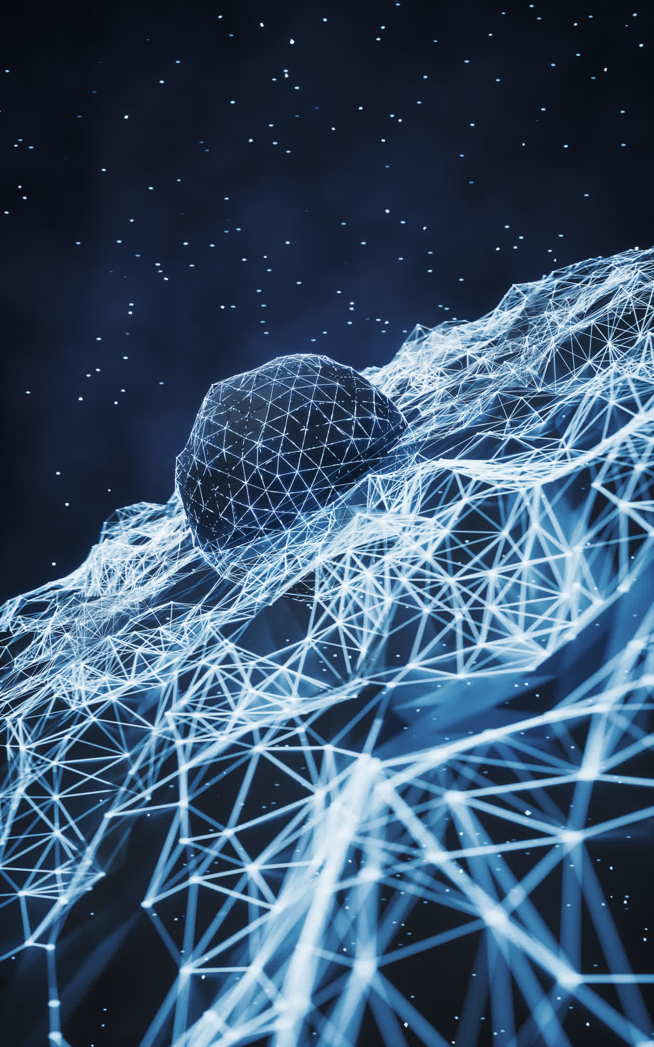 蓝色数字科技球体3D渲染