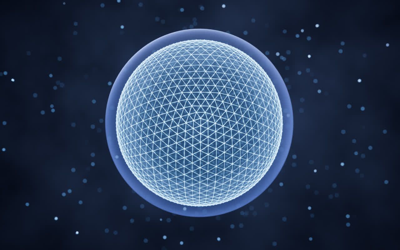 蓝色数字科技球体3D渲染
