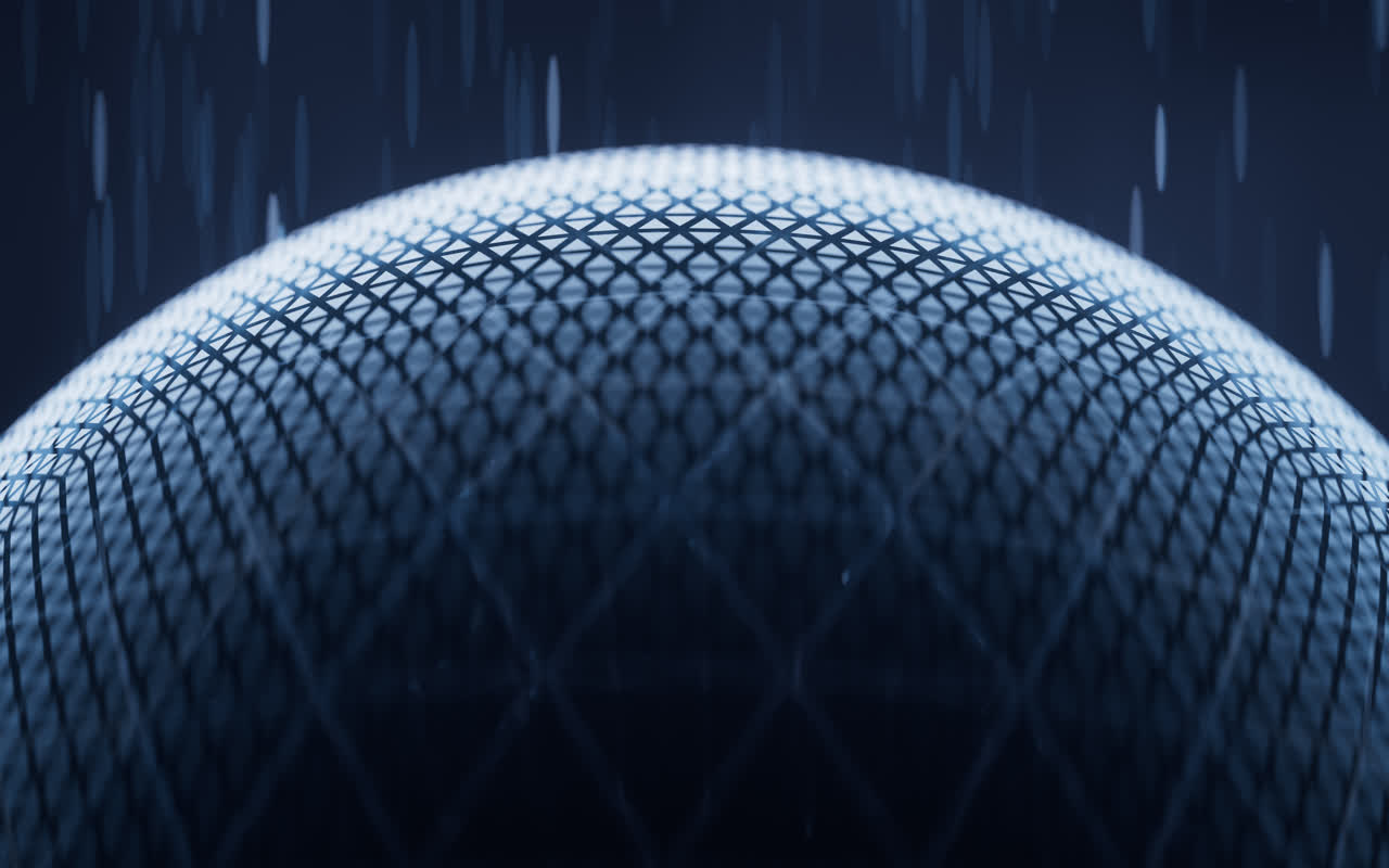 蓝色数字科技球体3D渲染