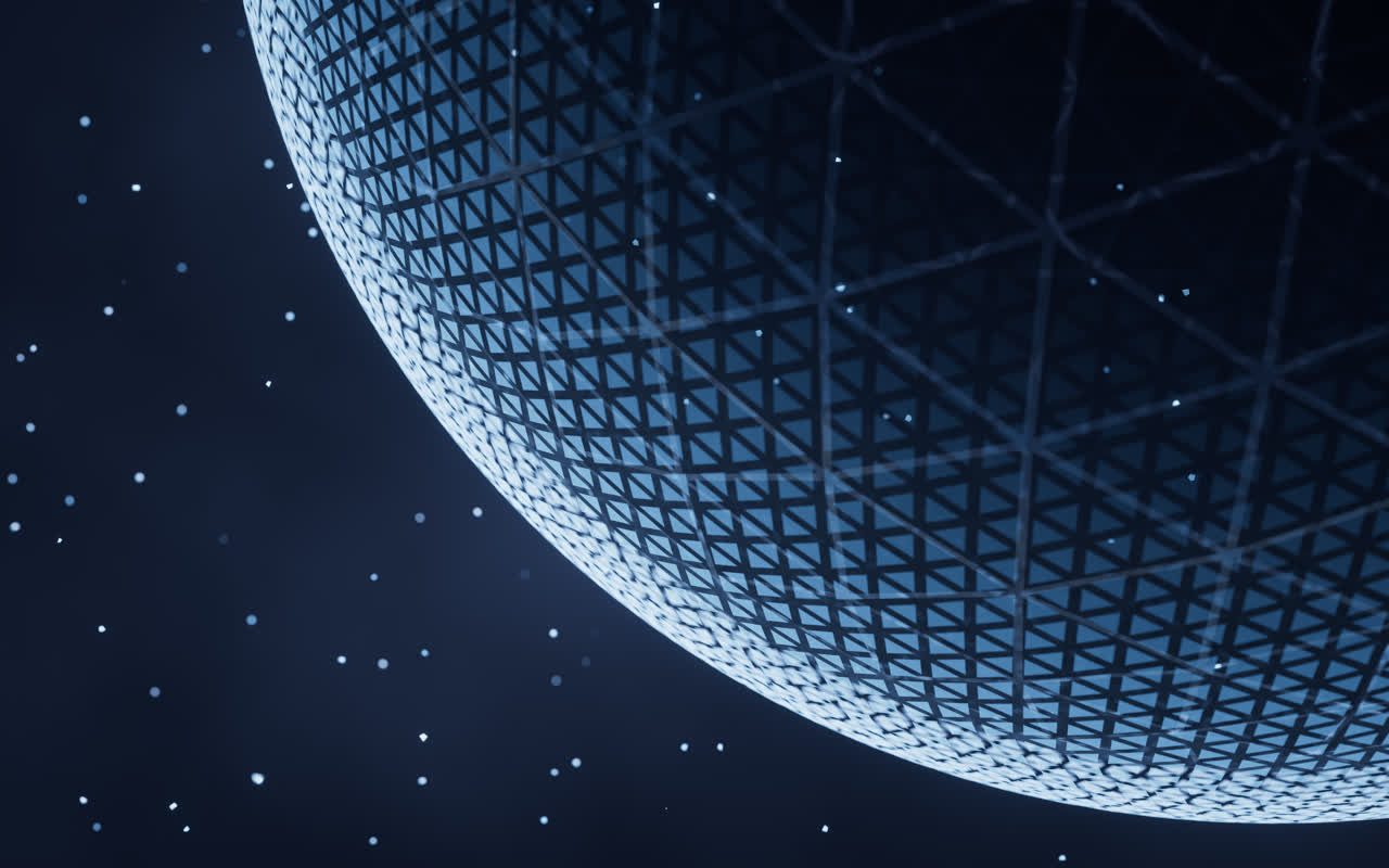 蓝色数字科技球体3D渲染