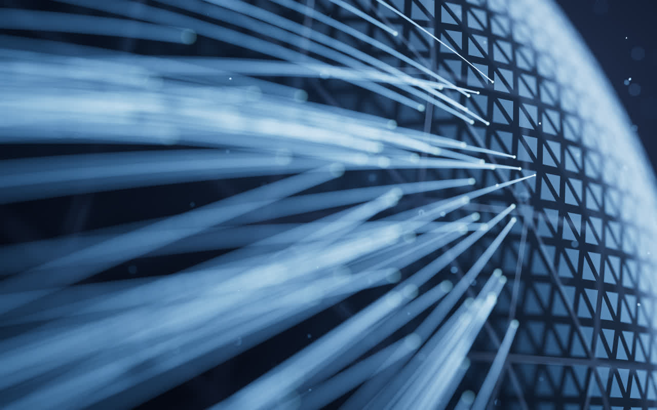 蓝色数字科技球体3D渲染