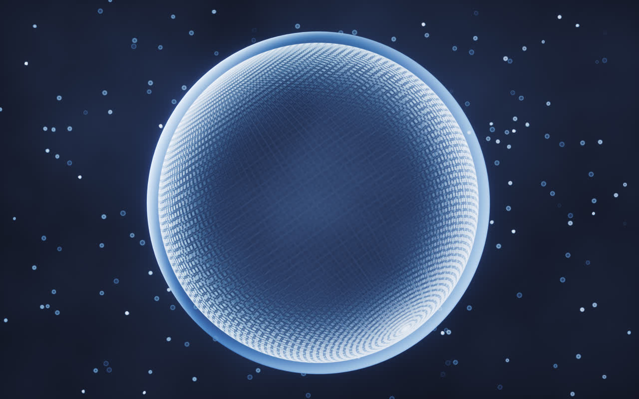 蓝色数字科技球体3D渲染