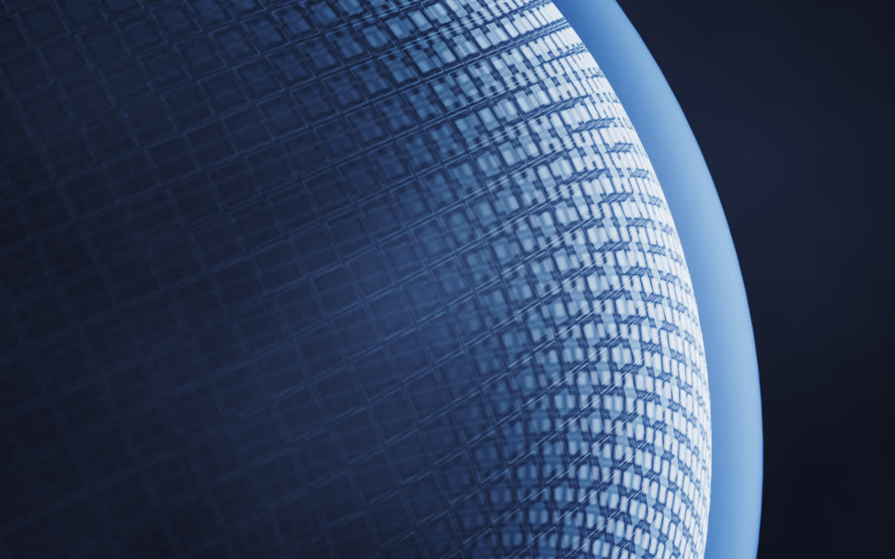 蓝色数字科技球体3D渲染