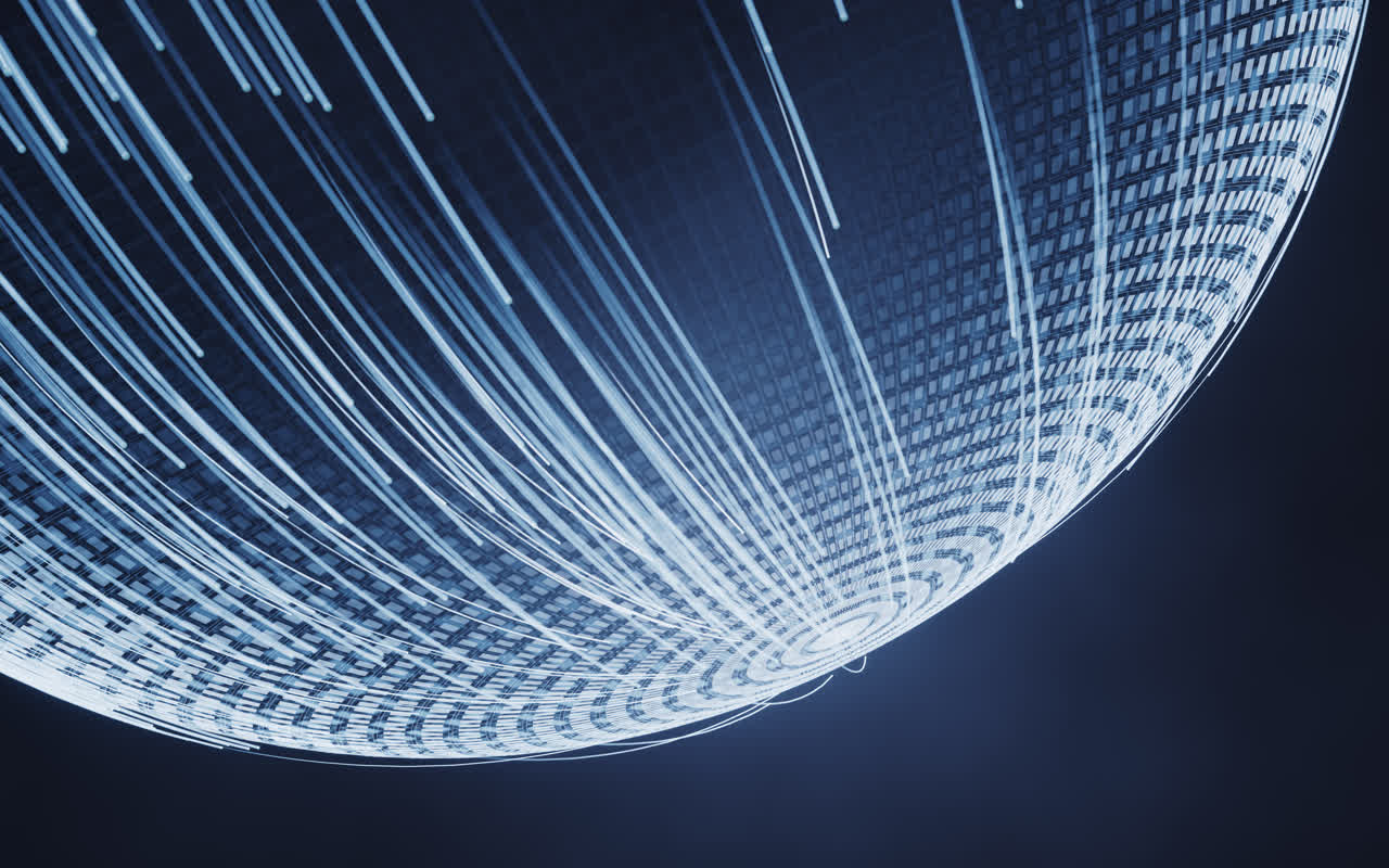 蓝色数字科技球体3D渲染