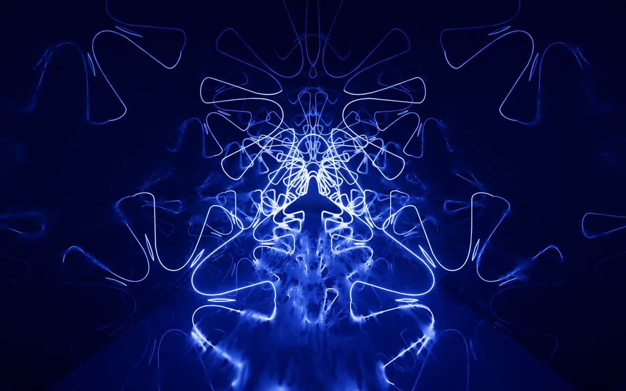 发光霓虹线条隧道3D渲染