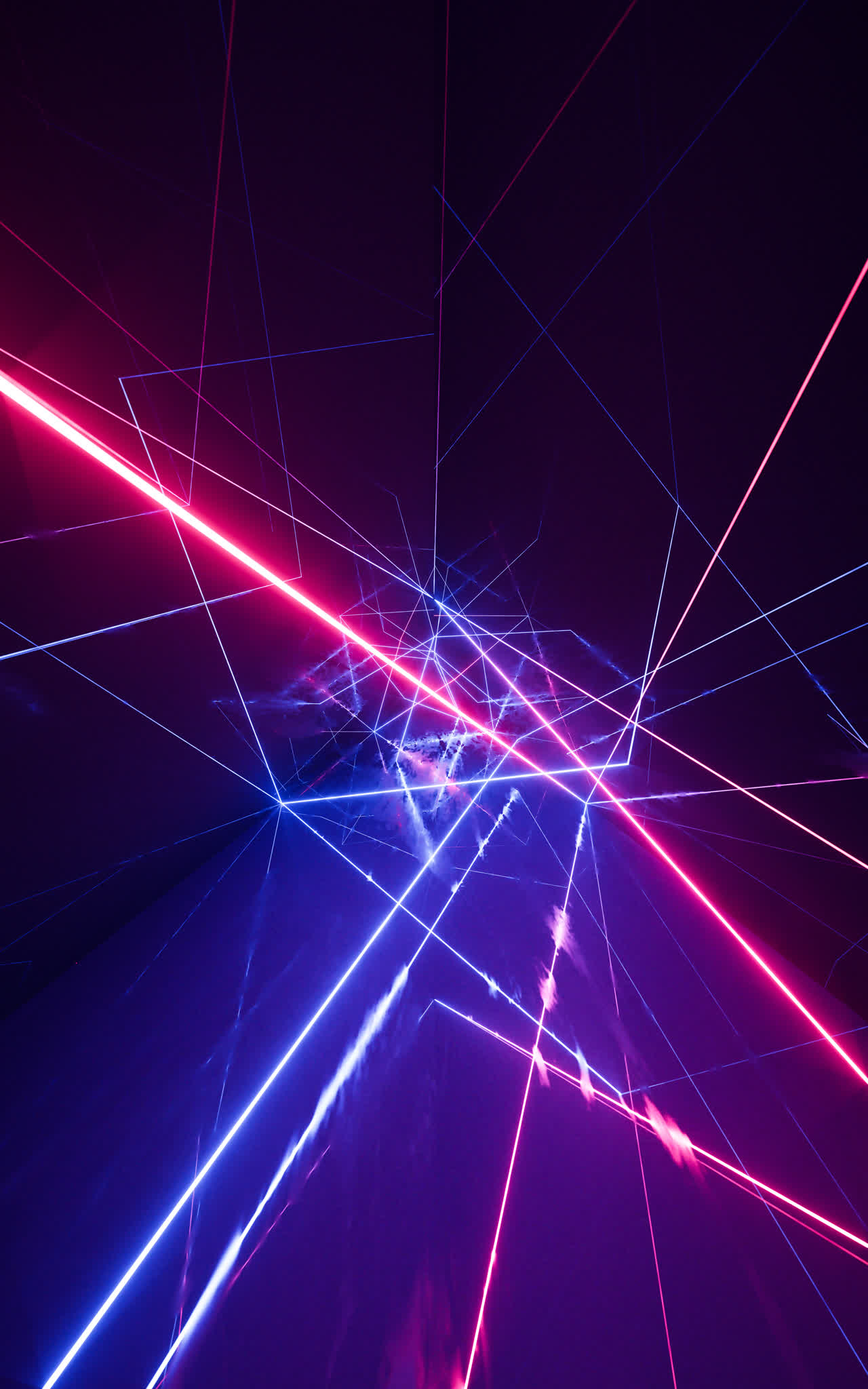 发光霓虹线条隧道3D渲染