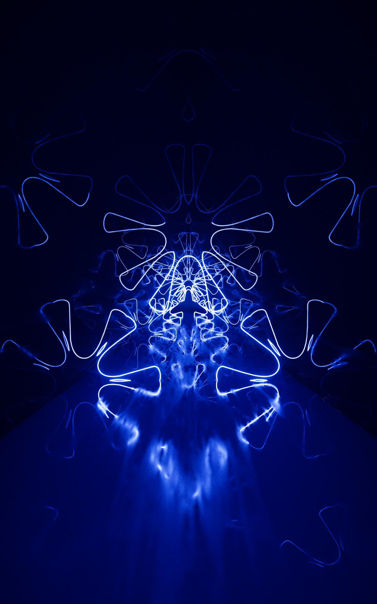 发光霓虹线条隧道3D渲染