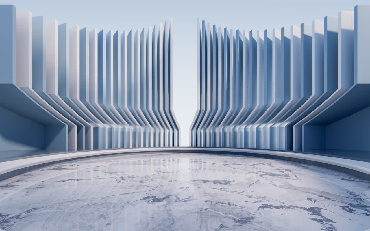 创意室外圆形地面广场3D渲染