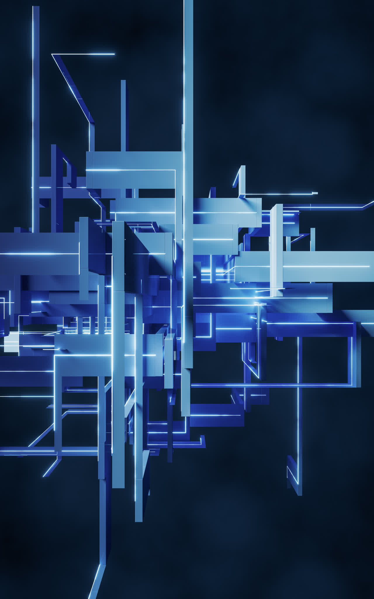 电子科技感线条几何体3D渲染