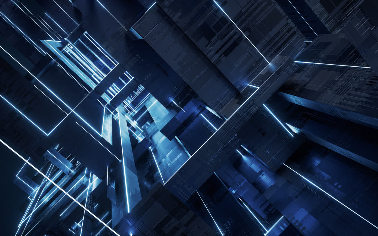 电子科技感线条几何体3D渲染