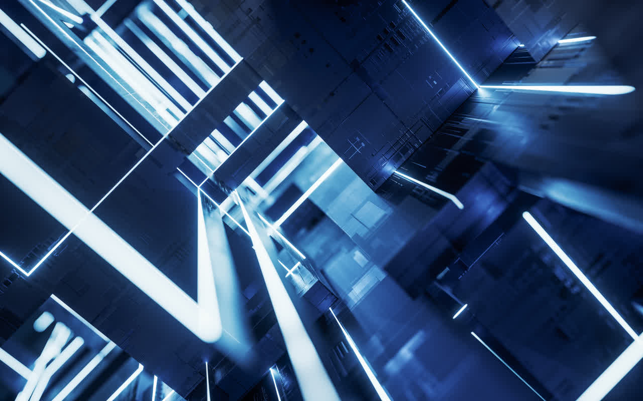 电子科技感线条几何体3D渲染