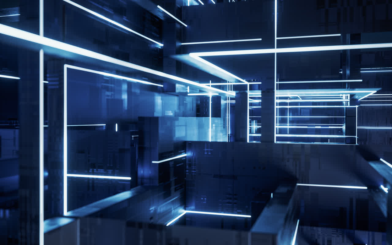 电子科技感线条几何体3D渲染