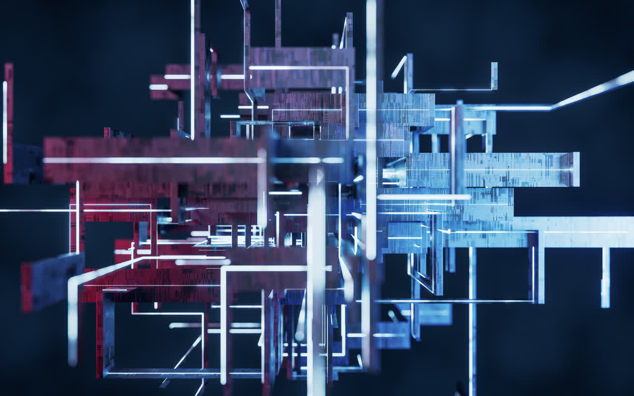 电子科技感线条几何体3D渲染