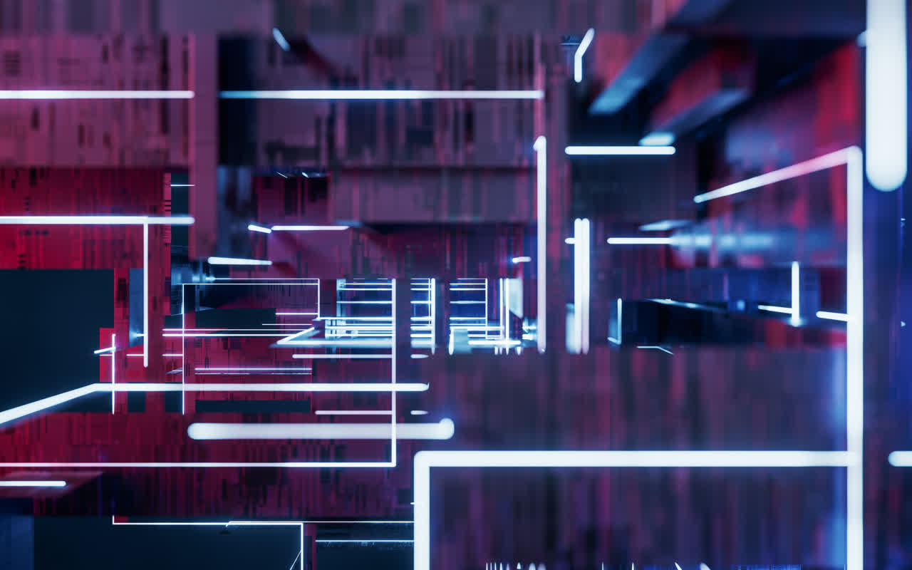 电子科技感线条几何体3D渲染